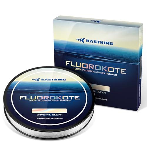 KastKing Fluorokote 100% Fluorocarbon Coated Fishing Line, Fluorocarbon Leader, Extreme Clarity,Fast Sinking,Shock Resistant, High Abrasion Resistance - size: 15LB(150Yard)