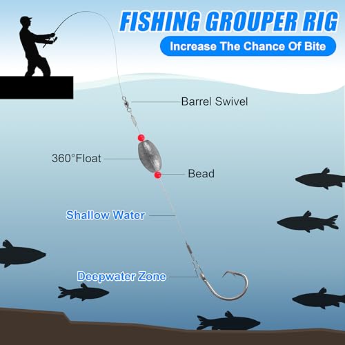 Carolina Rig Catfish Rig Saltwater Bottom Surf Fishing Rigs Flounder Rigs Wire Leaders with Egg Sinkers for Flounder Catfish Grouper Striped Bass Drum Redfish Fishing - size: 0.5 oz_4pcs