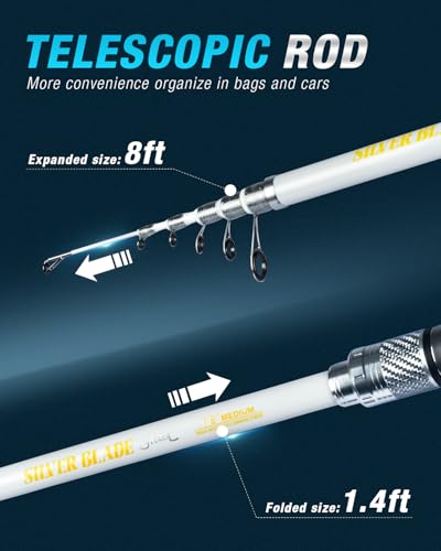 Ghosthorn Fishing Rod and Reel Combo Carbon Fiber Telescopic Fishing Pole Carrier Bag Portable Kit Saltwater Freshwater - size: 2.4m 8ft, style: Rod and Reel Only
