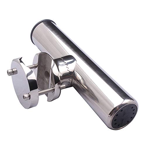 2PCS Tournament Style Fishing Rod Holders, Stainless Steel Fishing Rod Holder Clamp-on 1 1/4" to 2" Rails for Boat, Side Mount Rod Holder for Marine Yacht Boat Truck RV