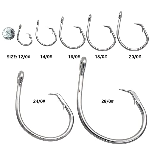 Giant Fishing Hook 6/0-28/0 Forged in-line Circle Hooks Shark & Swordfish &Tuna Hook Stainless Steel Big Game Hook Saltwater… - size: Size 28/0-Pack of 2