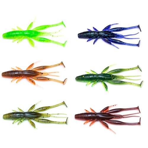 8pcs Soft Crawfish Baits Artificial Baits Floating Shrimp Lobster Baits Crayfishs Lure Swimbait Elastic Simulation Baits - color: yellow green 3