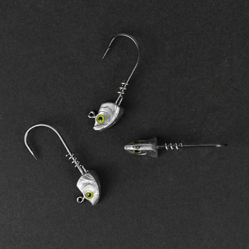 15-Pack Screw Lock Swimbait Jig Heads – 3D Chartreuse Eyes 1/8 3/16 1/4 3/8 1/2 oz, 3/0 & 4/0 Fishing Hooks - color: Raw, size: 3/8oz - 15Pack