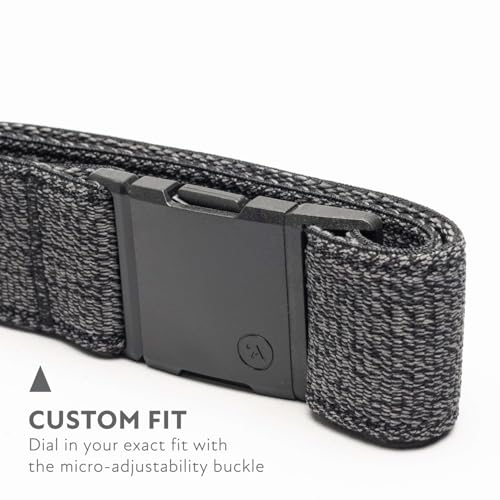 Arcade Belts A2 Unisex Adventure Belt: Heavy Duty Stretch, Metal Free Buckle - color: Atlas - Heather Black, size: Long (Up to 50"); 1.5" Wide