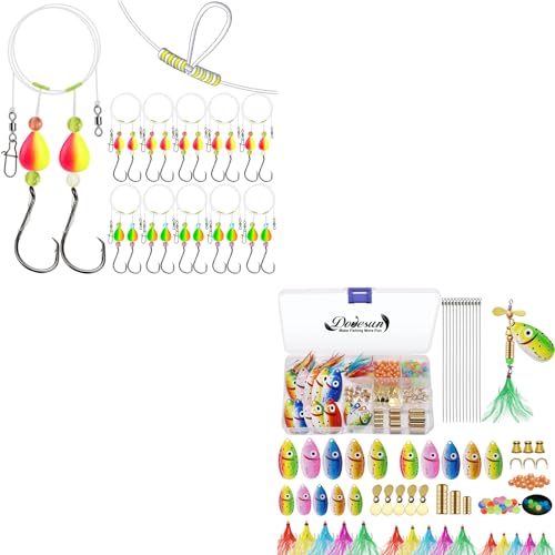 Dovesun Pompano Rigs for Surf Fishing + Fishing Lure Making Kit DIY Spinner Making Kit