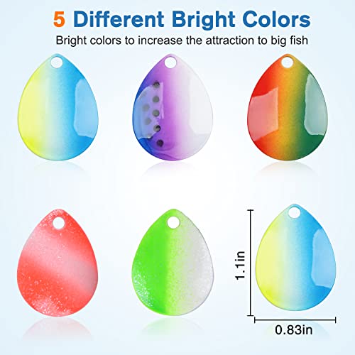 35pcs Fishing Spinner Blades Colorful Colorado Blades Kit Lure Making Supplies Easy Spin Fishing Spoons for DIY Inline Spinner Spinnerbaits Walleye Rig Freshwater Saltwater - color: Purple & White