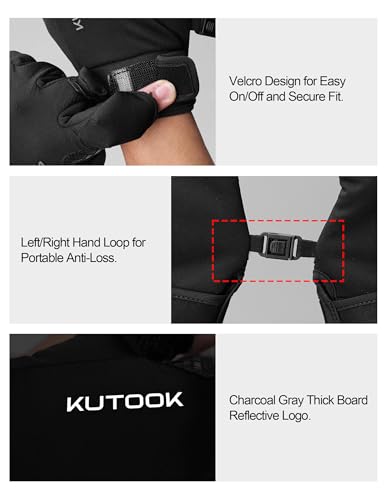 KUTOOK Winter Fishing Gloves for Men& Women Waterproof Glove Cold Weather Hunting Photography Shooting Hiking - color: Black, size: Small