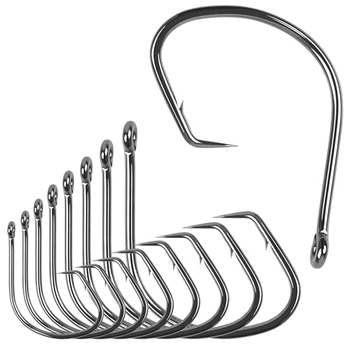 Circle Hooks Saltwater,100pcs Catfish Hooks Offset Circle Octopus Fishing Hooks High Carbon Steel 2X Strong Barbed Fishhooks for Bass Trout Freshwater Saltwater - size: 100pcs-6/0
