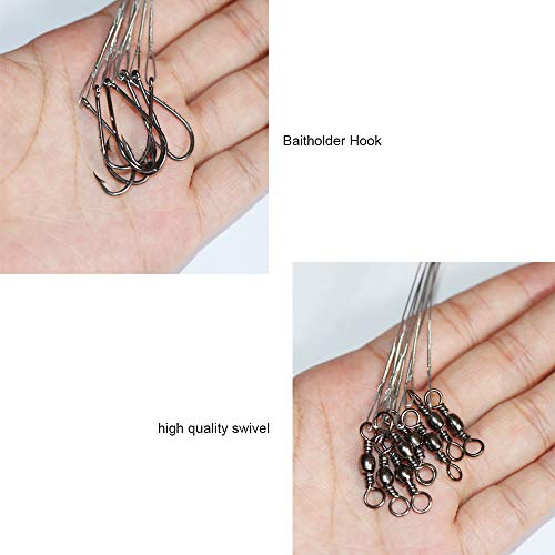 20pcs Wire Leader Hook Rigs Baitholder Fishing Hook Nylon Coated Fishing Wire Leader with Swivel - color: 10inch silver, size: 1#-20pcs