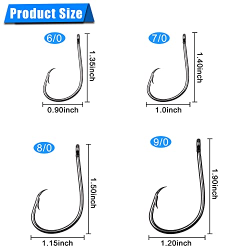 Inline Circle Hooks Saltwater, 100pcs Saltwater Fishing Hooks High Carbon Steel Fish Hook Straight Eye Octopus Hook for Catfish - size: 100PCS 3/0