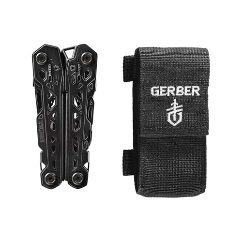 Gerber Gear Truss 17-in-1 Multitool with Pocket Knife and Needle Nose Pliers - Gifts for Men, Compact EDC Gear, Black with Standard Sheath - style: Black Standard Sheath