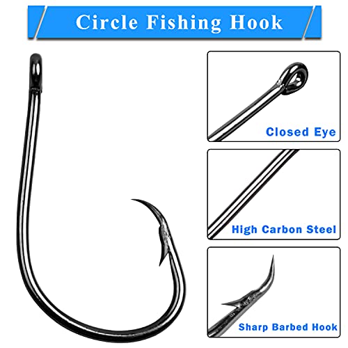 Inline Circle Hooks Saltwater, 100pcs Saltwater Fishing Hooks High Carbon Steel Fish Hook Straight Eye Octopus Hook for Catfish - size: 100PCS 3/0