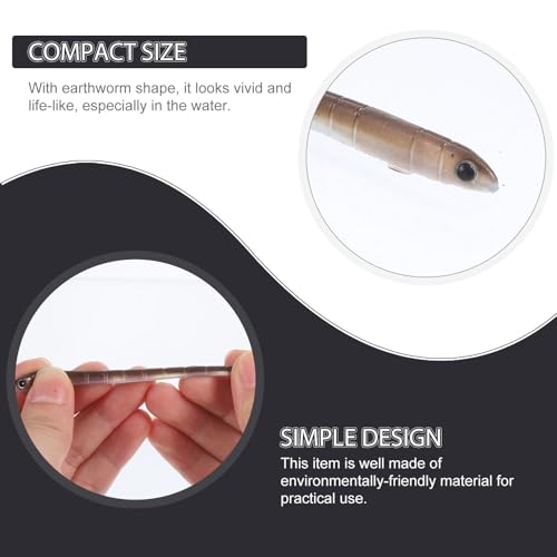 10Pcs 3.74" Soft Fishing Lures, Lifelike Earthworm Artificial Plastic Baits for Bass