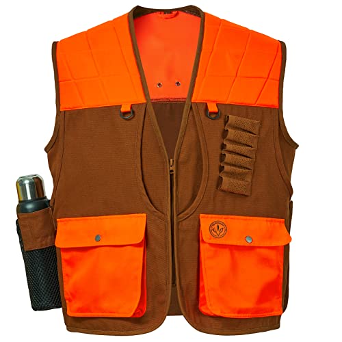BASSDASH Upland Game Field Water-Resistant Bird Hunting Vest with Multi Pockets Men Women FV11 - color: Brown/Orange, size: X-Large