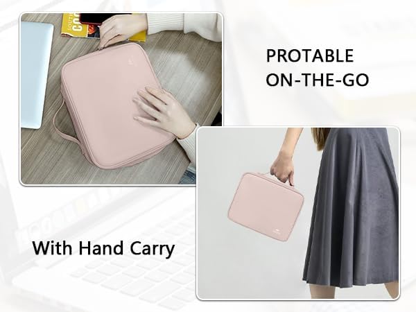 MATEIN Electronic Organizer Travel Case for Women, Double Layers Electronic Accessories Case with Handle, Portable Cord Organizer Travel for Cord, Charger, Phone, Earphone, Tablet, Pink Gift