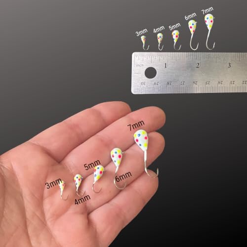 Reaction Tackle Tungsten Ice Fishing Jigs, Tear Drop Jig Heads that Glow with UV Light for Panfish, Crappie, Walleye, Perch, Trout and Bluegill - color: 30-pcs Variety Pack, size: 3 mm