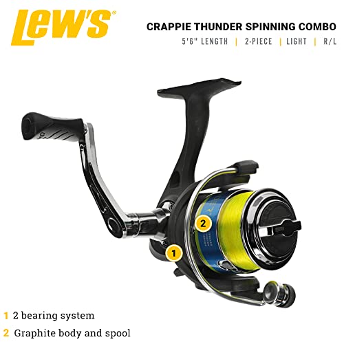 Lew's Crappie Thunder Spinning Reel and Fishing Rod Combo, 2-Piece IM6 Graphite Blank, Right or Left-Hand Retrieve - style: 5'6"