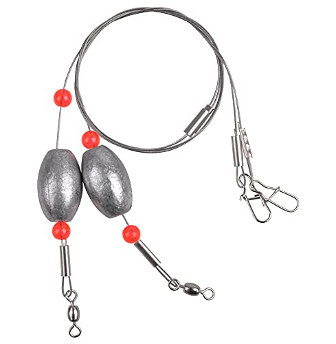 Carolina Saltwater Rigs, 8pcs Flounder Fishing Rigs, Stainless Steel Wire Leader with Egg Sinker Weights, Swivel Snaps for Catfish Grouper Drum Redfish Bottom Surf Fishing - size: 1oz-8pcs