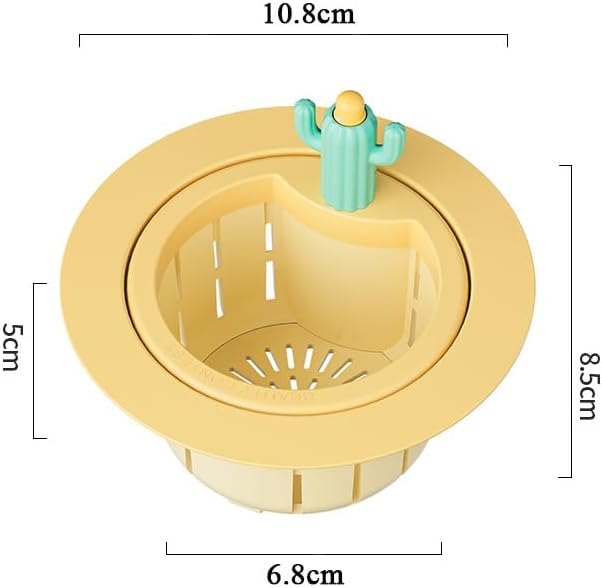Cactus Kitchen Sink Drain Strainer, 2026 Upgrade Press to Dump Basket Waste Collector, Multifunctional Kitchen Sink Drain Strainer Fun Sink Accessory for Home Bathroom (Yellow 1 Pcs)