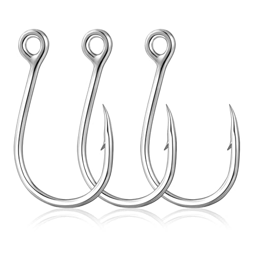 Alwonder 10-Pack Inline Hooks 5X Strong Single Replacement Hook for Hard Baits, High Carbon Steel Heavy Duty Welded Eye Fishing Hooks, Jigging Hook for Freshwater Saltwater Trolling Fishing Tackle - size: #5/0