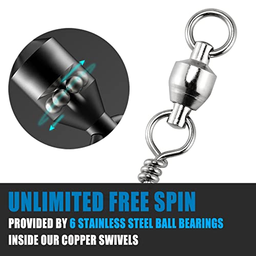 Dr.Fish 20 Pack Fishing Snap Swivels Ball Bearing Swivels Fishing Tackle Saltwater & Freshwater Coast Lock Lure Snaps Clips Terminal Tackle Line Leader Connector Accessories - size: #10-503LB-20 Pack