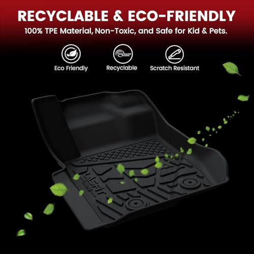 LASFIT Floor Mats for Toyota Tundra 2014-2021 Double Cab (Not Fit CrewMax or Regular Cab), Custom Fit All Weather Protection TPE Easy Clean Odorless Floor Liners for Tundra Front&Rear 2 Row Car Mats