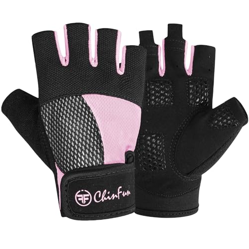 ChinFun Kayaking Gloves 3/4 Finger - Provide Cushioning and Protection, with Resistant Palm and Grip, Easy to Take on and Off, Perfect for Diving, Sailing, Kayaking - Men, Women, Youth - color: Pink, size: Small