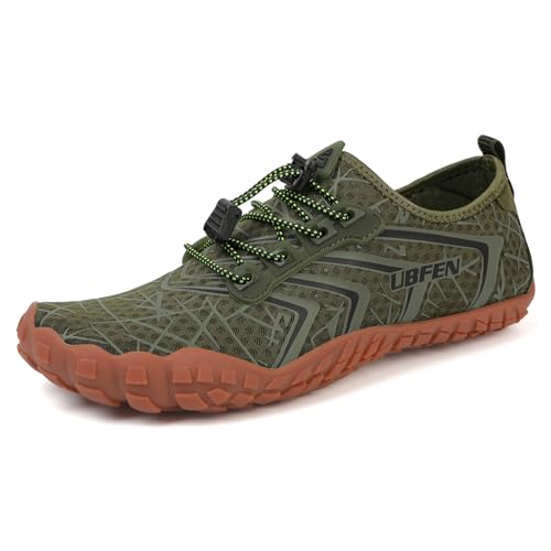 UBFEN Water Shoes for Men Women Quick Dry Swim Aqua Socks | Lightweight Barefoot-style Fit, Rubber Sole, Hiking, Fishing, Kayaking, Beach, Pool, Boating, Diving And Water-to-land Wear - color: Green, size: 12 Women/10 Men