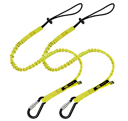 BearTOOLS Tool Lanyard with Buckle Strap – Clip Bungee Cord – Heavy Duty Screw Locking Connector – Fall Protection and Safety – Adjustable Loop End – Tough Tether – Construction - 0922YS (2 Pack) - size: 2-pack