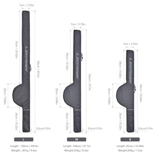 LEOFISHING Portable Fishing Rod Case Folding Fishing Pole Bag Fishing Pole Tackle Protective Cover Case Fishing Spinning Rod Bag Special Design for Fishing Poles with Reels 3 Size (Big) - size: Big-126cn/49.6in