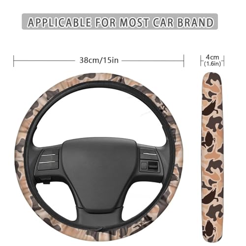 Camo Hunting Duck Steering Wheel Cover 15 Inches for Men Neoprene Anti-Slip Car Steering Wheel Grip Wrap Soft Car Accessories Protective for SUV Vehicle Sedan Truck - color: Camo Hunting Duck-Brown