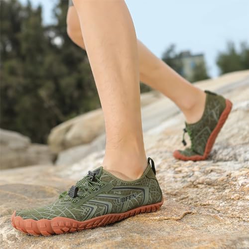 UBFEN Water Shoes for Men Women Quick Dry Swim Aqua Socks | Lightweight Barefoot-style Fit, Rubber Sole, Hiking, Fishing, Kayaking, Beach, Pool, Boating, Diving And Water-to-land Wear - color: Green, size: 16 Women/14 Men