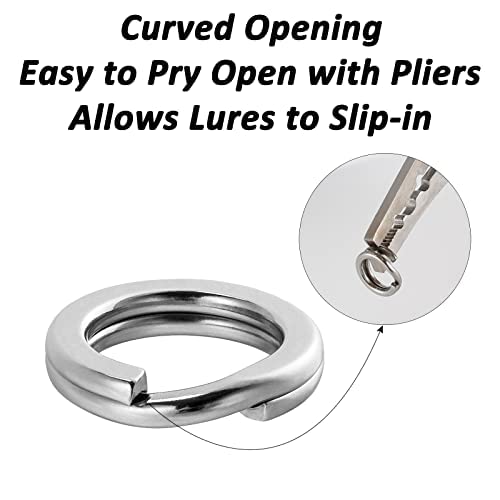Dr.Fish Split Ring Stainless Steel Hyper Wire Flattened Fishing Lure Rings Heavy Duty Tackle Hook Line Connector Saltwater - size: #9-145LB(12mm, 0.46")