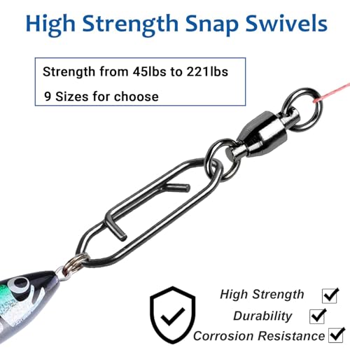 AMYSPORTS High Strength Snap Swivels Stainless Bearing Rolling Fishing Swivel Freshwater Snap Swivels Fishing Clip Steel Black Nickel - size: Size 7+XL (177lb) 25 pcs