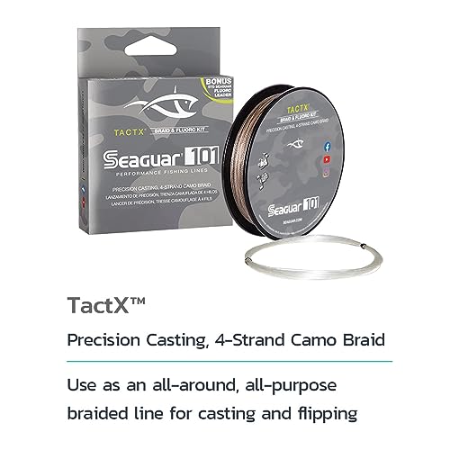 Seaguar TactX Braided Fishing Line & Fluoro Kit, with Free Leader - size: 65lbs/300yds