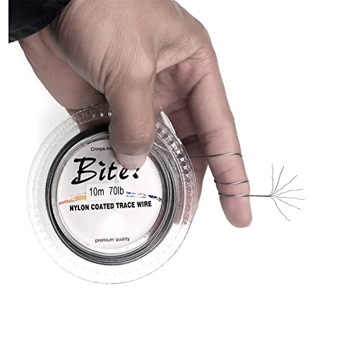 5LB-280LB 7 Strands Stainless Steel Wire Leader Nylon Coated-32.8ft Fishing Leader with 10pcs Crimp Sleeves - color: Silver with spool, size: 20LB