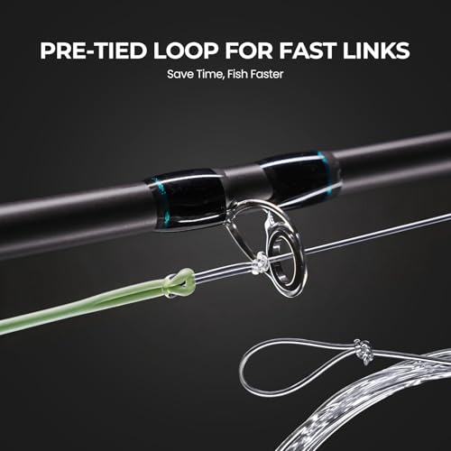 Piscifun Fly Fishing Leader with Pre-Tied Loop, Tapered Fly Line Leader, Nylon, Clear, 6 Pack, 7.5FT, 9FT, 12FT, 0X 1X 2X 3X 4X 5X 6X 7X - size: 7.5ft-6 pack, style: 7x-1.8lb