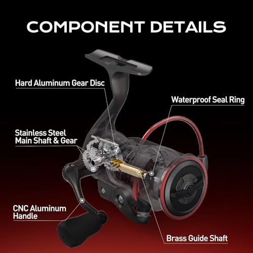 Handing M1 Elite Spinning Reels Fishing Reels Spinning 13.23 Lbs Max Drag Screw-in Handle Slow Oscillation System 5.2:1 Gear Ratio 9+1 Stainless BB Size 1000-4000 - size: Size 4000