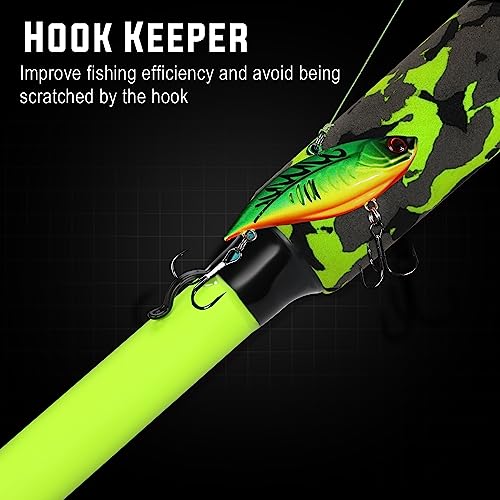 Sougayilang IM7 Graphite Fishing Rod – 2-Piece Casting & Spinning, Medium/Medium Heavy Power, Stainless Steel Guides with Zirconium Rings, EVA Handle & Hook Keeper for Bass, Trout, Walleye, Catfish - color: green, size: Cast-6'10''-2pcs-M