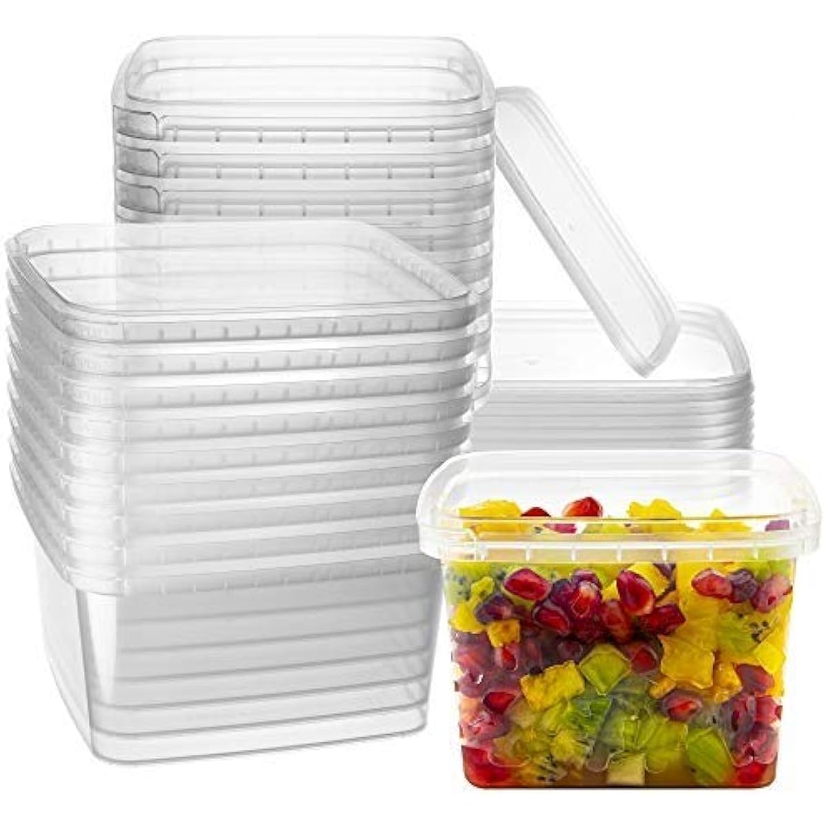 NYHI 16 oz. 20 Pack Square Clear Deli Containers with Lids Disposable BPA Free Square Plastic Food Storage Containers with Lids Airtight for Meal Prep Take Out Kitchen