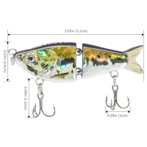 BASSROCK Top Water Tiny Swimbait Bass Fishing Lure Single Jointed Hard Bait 2.05” 5/32oz - color: One Piece - Violet Bluegill