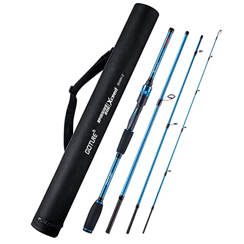 Goture 4-Piece Travel Carbon Fishing Rod M/MH Action 6.6-12ft Multi-Colors | Goture multi-spec travel fishing rods adopt upgraded high-grade carbon fiber blank with premium Fuji line guides - color: Blue, size: Spinning/6'6"-Fast/Medium-Heavy