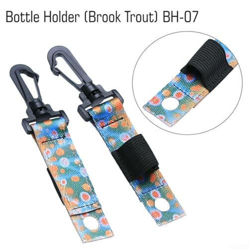2 Pack Fly Fishing Floatant And Sinkant Bottle Holder With Karabiner Clip, Nylon Webbing Strap For Waistcoat Or Jacket, Brook Trout designs Accessories For Anglers