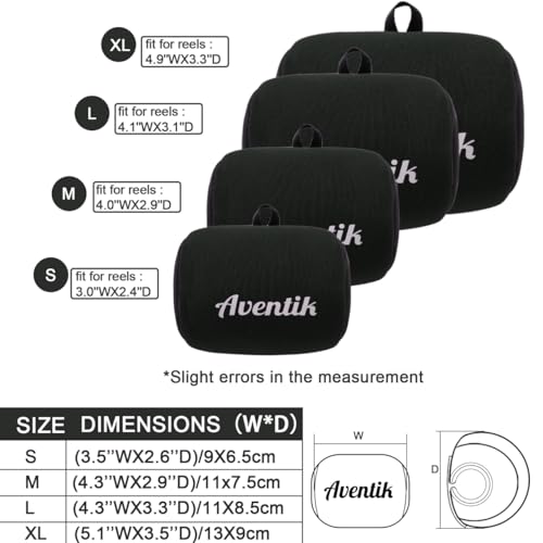 Aventik Neoprene Conventional Reel Cover Round Reel Gloves Trolling Reels Storage Reel Pouch Fits 800 1000 2000 3000 4000 5000 6000 Series Fishing Reels - color: Black, size: XL:5.1''W x 3.5''D
