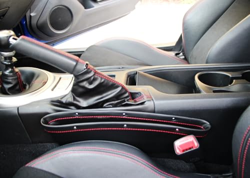 iJDMTOY Black Leather Car Side Pocket Organizers, Car Seat Catchers Compatible With Key, Wallet, Cell Phone, Sunglasses, etc