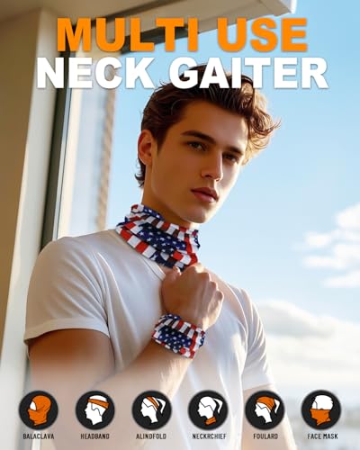 4Pack Neck Gaiter for Men Women Face Cover Mask Head Wrap Balaclava Headwear Bandana Headband Magic Scarf - color: A-camo-1