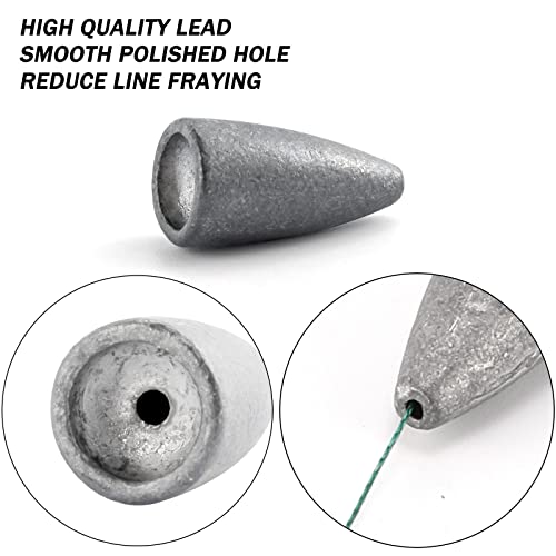 Dr.Fish 50 Pack Bullet Fishing Sinkers Worm Weights Lead Fishing Weights Bass Fishing Sinker Freshwater Texas Carolina Rig Punch Shot - size: 3/16oz-50 Pack