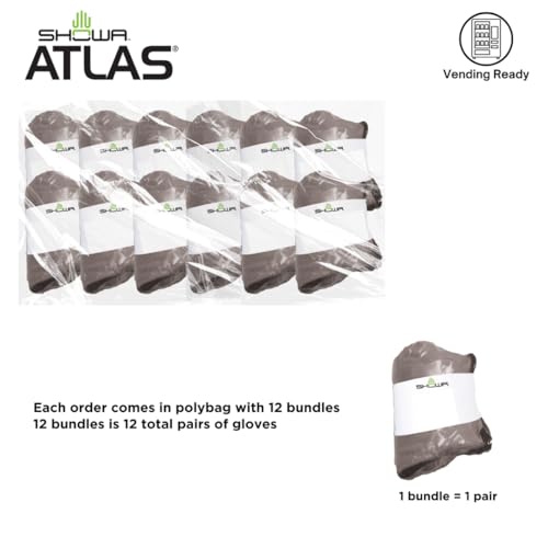 SHOWA Atlas 620 Double-Dipped PVC Chemical Resistant Gloves, Rough Finish Grip, Seamless Cotton Liner - size: X-Large, style: Vending 12-pack