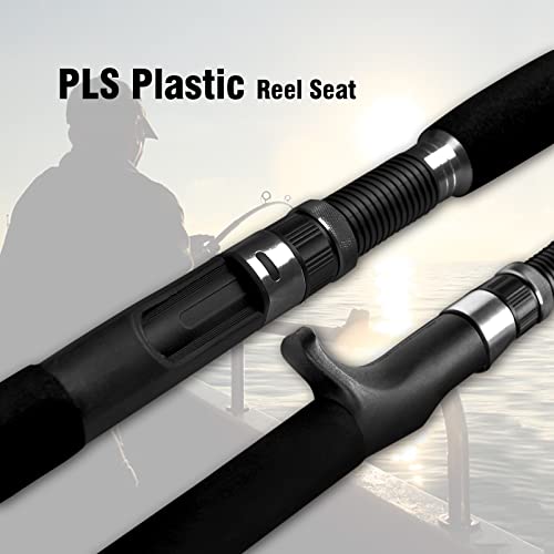 Portable Saltwater Offshore Heavy 3-Piece Travel Graphite Baitcasting Fishing Poles Casting Boat Jigging Trolling Conventional Rods with Rod Case Bag (6'/7'/8') - size: 7'