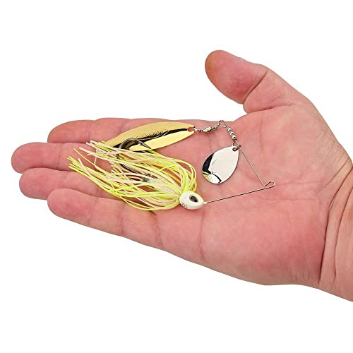 Berkley Power Blade Compact Fishing Spinnerbaits - color: White Chartreuse/Silver + Gold, size: 3/4 oz - Willow Willow